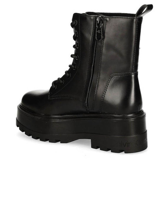 Leather Women's Ankle Boots with Medium Heel Black