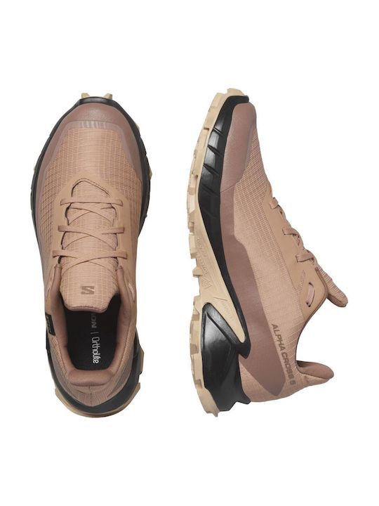 Aplhacross 5 GTX Sport Shoes Running Waterproof with Gore-Tex Membrane Cork / Black / Hazelnut - Salmon