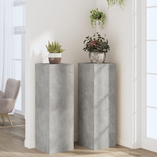 vidaXL Suporturi de plante Lemn Gri 33bucx33bucx100buccm. 2buc
