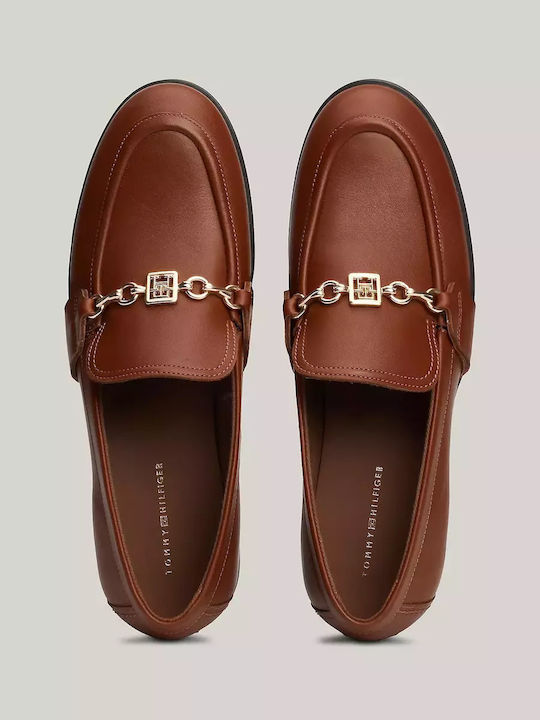Leather Women's Loafers in Tabac Brown Color