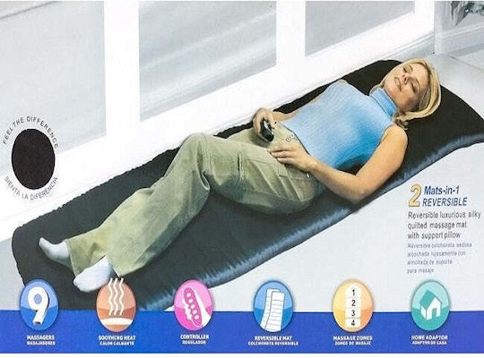 Saltea de Masaj Reversibilă 9 Zone de Masaj Încălzire 30w Negru