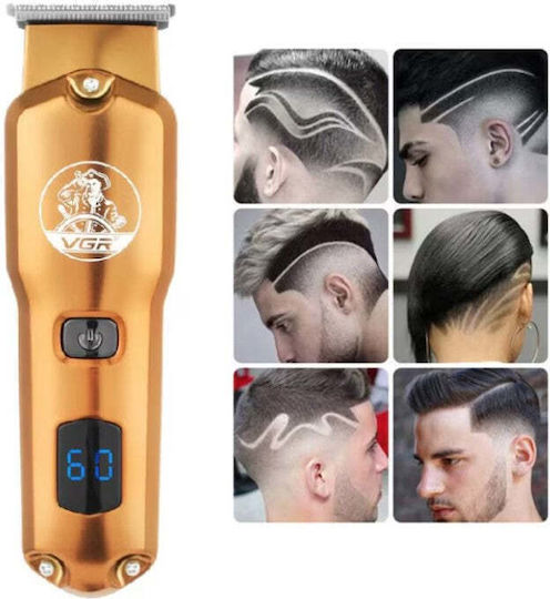 Vgr V-927 5W Kabelloser Haarschneider mit LCD-Bildschirm USB-Aufladung Gold