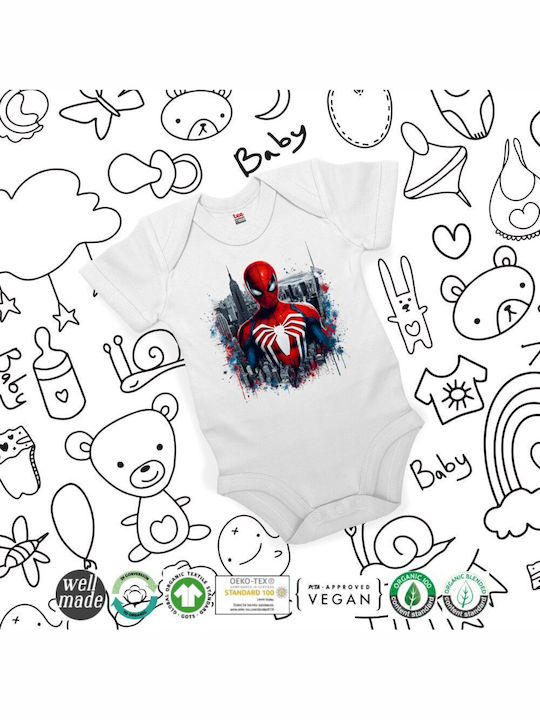 Koupakoupa Spiderman City Baby Strampler Kurzärmelig White