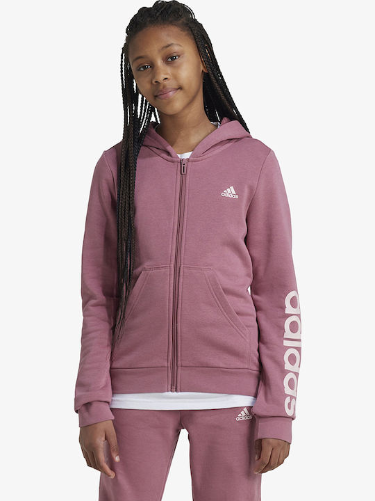 adidas Παιδική Ζακέτα Φούτερ Linear Full Ροζ