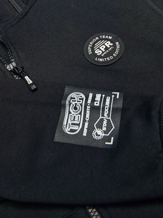 Kinder-Strickjacke mit Kapuzen Schwarz