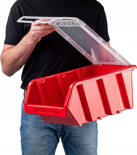 Kadax Plastic Cutie de Depozitare cu Capac Roșu 49x29.8x21cm 1buc