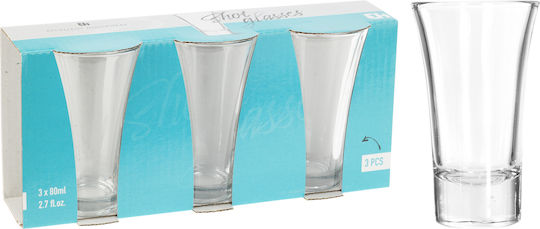 Excellent Houseware Pahare Pentru Shot Din Sticlă 80ml Set 3 Bucăți