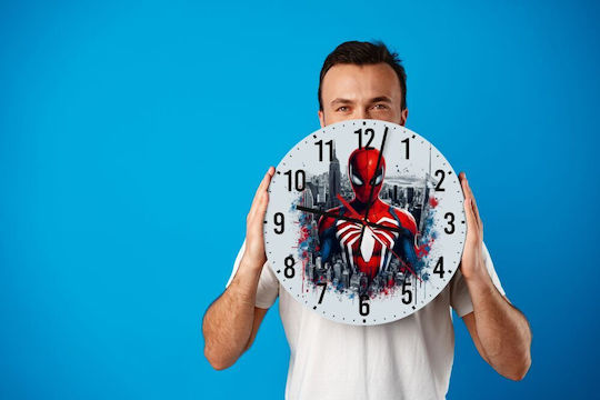 Koupakoupa Παιδικό Ρολόι Τοίχου Spiderman City Ξύλινο 30εκ.