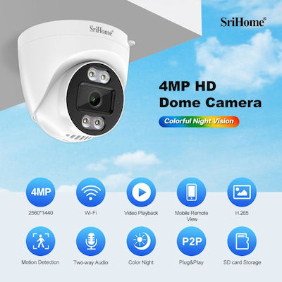 Sricam SH030-POE IP Surveillance Camera Wi-Fi 4MP Full HD+ Waterproof with Two-Way Communication and Lens 3.6mm