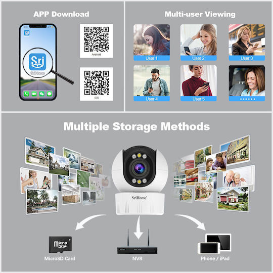 Sricam SH046 IP Κάμερα Παρακολούθησης Wi-Fi Full HD+ 4MP με Αμφίδρομη Επικοινωνία και Φακό 2.8mm