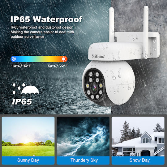Sricam SH052B IP Κάμερα Παρακολούθησης Wi-Fi Full HD+ 5MP Αδιάβροχη με Μικρόφωνο και Φακό 4mm