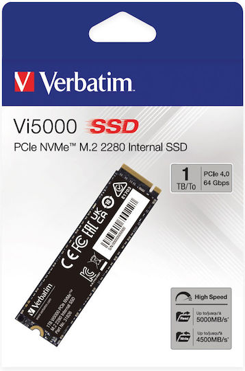 Verbatim Vi5000 SSD 1TB M.2 Type With PCI Express 4.0 Connection 31826