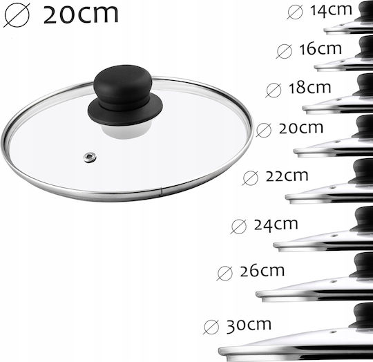 Kadax Καπάκι για Τηγάνι και Κατσαρόλα Γυάλινο 20cm 2τμχ 26793