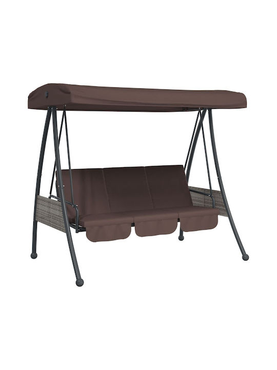 Κούνια με Βάση 3 Θέσεων Μεταλλική Μ198xΠ123xΥ205cm Καφέ Κούνια με Βάση 3 Θέσεων Μεταλλική Μ198xΠ123xΥ205cm Καφέ