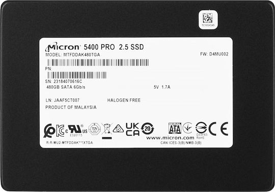 Micron 5400 Pro SSD 480GB Тип 2.5'' с Връзка SATA III MTFDDAK480TGA-1BC1ZABYYR