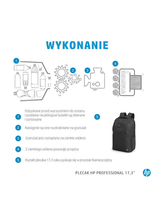 HP Professional Τσάντα Πλάτης για Laptop 17.3" σε Μαύρο χρώμα