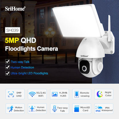 Sricam SH039 IP Κάμερα Παρακολούθησης Wi-Fi 5MP Full HD+ Αδιάβροχη με Αμφίδρομη Επικοινωνία και Φακό 4mm