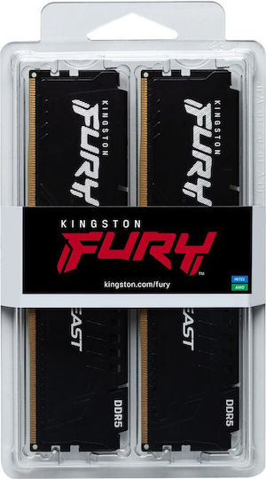 Kingston Fury Beast 16GB DDR5 RAM with 2 Modules (2x8GB) and 5200 Speed for Desktop