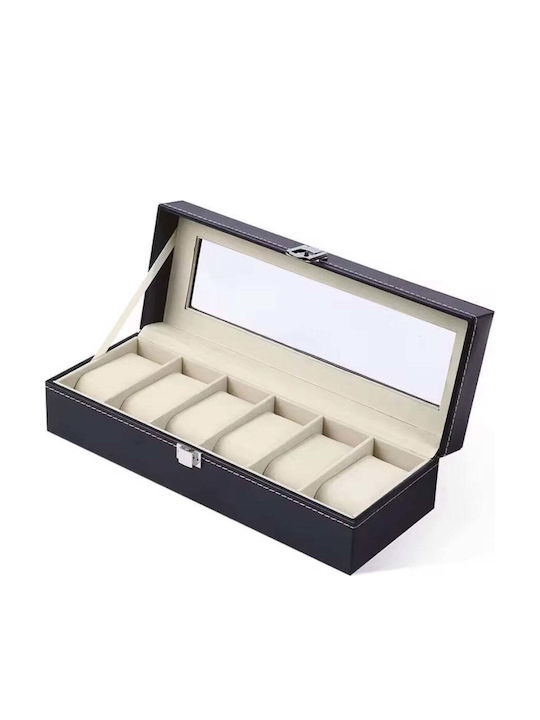 Storage Box for 6 Watches Eco Leather Elegant Design Black Storage Box for 6 Watches Eco Leather Elegant Design Black