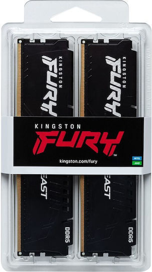 Kingston Fury Beast DDR5 128GB RAM with 4x32GB Modules and Speed 5200 for Desktop
