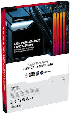 Kingston Fury Renegade RGB 48GB DDR5 RAM with 2 Modules (2x24GB) and 6400 Speed for Desktop