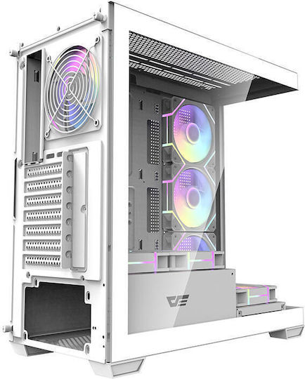 Darkflash DS900 + 7 ARGB Fans Gaming Midi Tower Κουτί Υπολογιστή με Πλαϊνό Παράθυρο Λευκό