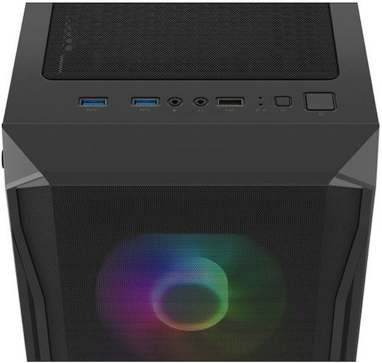 Natec Fury Shobo SH4F Gaming Midi Tower Κουτί Υπολογιστή με Πλαϊνό Παράθυρο και RGB Φωτισμό Μαύρο