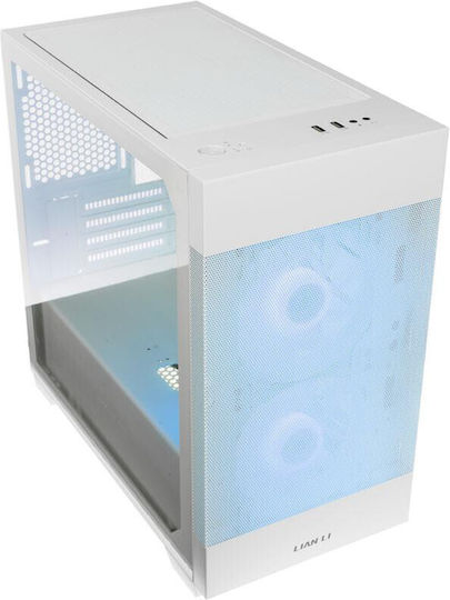 Lian Li 205M Mesh Gaming Mini Tower Κουτί Υπολογιστή με Πλαϊνό Παράθυρο Snow