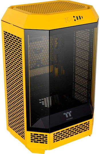 Thermaltake The Tower 300 Gaming Micro Tower Computer Case With Side Window And RGB Lighting Yellow