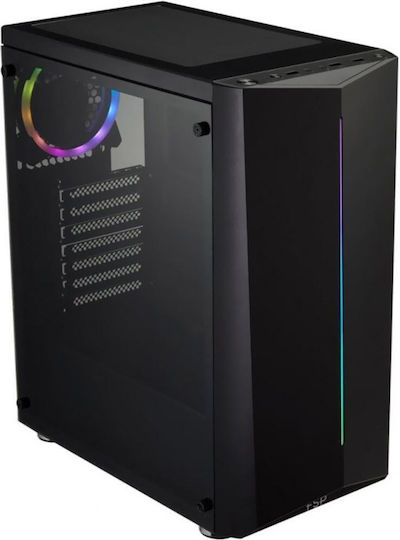 FSP/Fortron CMT151 Gaming Midi Tower Κουτί Υπολογιστή με Πλαϊνό Παράθυρο και RGB Φωτισμό Μαύρο