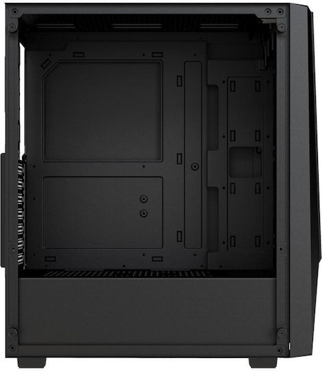 FSP/Fortron CMT195A Gaming Midi-Turm Computergehäuse mit Seitenfenster und RGB-Beleuchtung Schwarz