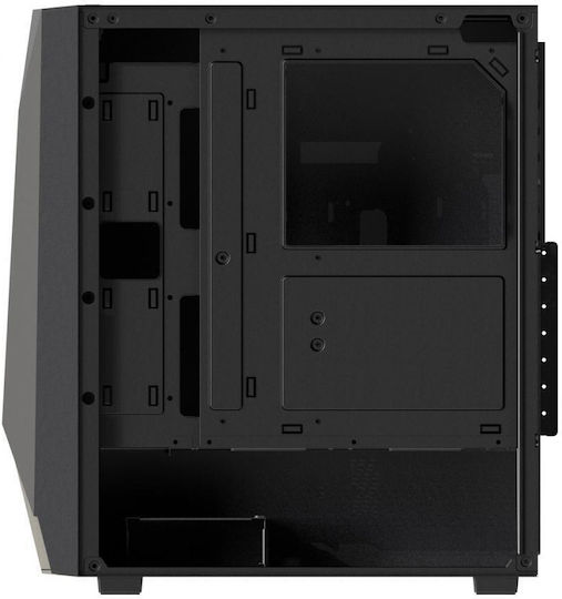 FSP/Fortron CMT195A Gaming Midi-Turm Computergehäuse mit Seitenfenster und RGB-Beleuchtung Schwarz