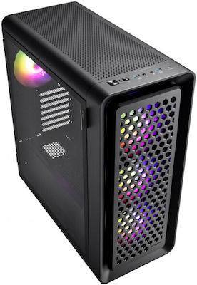 FSP/Fortron CUT593A Gaming Ultra Tower Computer Case with Window Panel and RGB Lighting Black