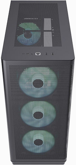 C1 Gaming Midi Tower Computer Case with Side Window and RGB Lighting Black