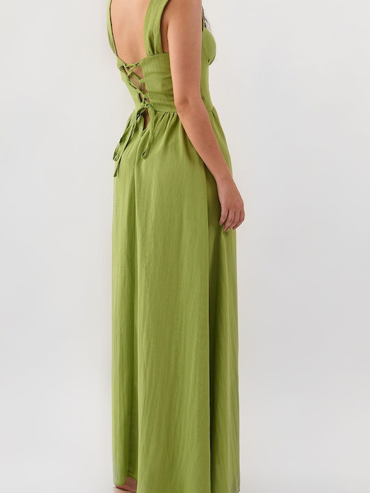 Ermina Lime Maxi Dress with Back Strings