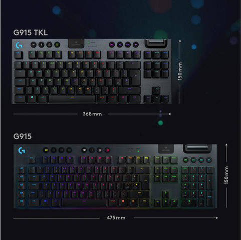 Logitech G915 TKL Wireless Gaming Mechanical Keyboard Tenkeyless with GL Linear switches and RGB lighting (English US)