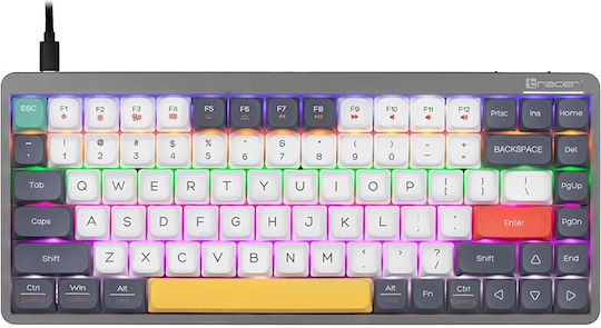 Tracer FINA 84 Gaming Μηχανικό Πληκτρολόγιο 75% με Outemu Red διακόπτες και RGB φωτισμό (Αγγλικό US) Γκρι