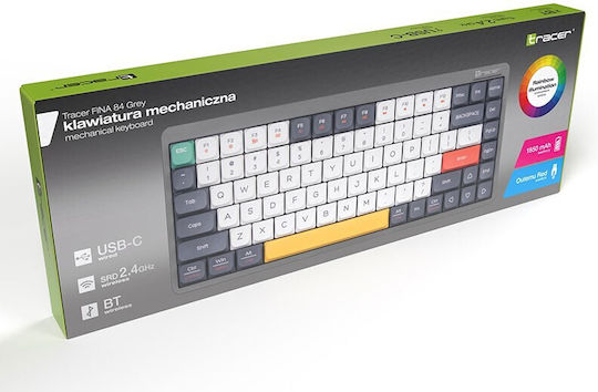 Tracer FINA 84 Gaming Μηχανικό Πληκτρολόγιο 75% με Outemu Red διακόπτες και RGB φωτισμό (Αγγλικό US) Γκρι