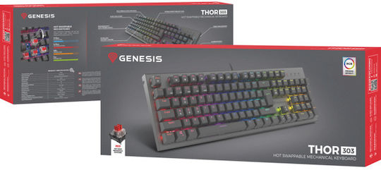 Genesis Thor 303 Gaming Mechanical Keyboard with Outemu Red switches and RGB lighting (English US)