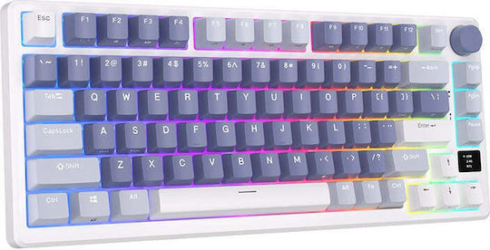 Royal Kludge RKM75 Ασύρματο Gaming Μηχανικό Πληκτρολόγιο 75% με Custom Blue διακόπτες και RGB φωτισμό (Αγγλικό US) Λευκό