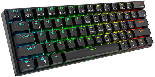 Royal Kludge RK61 Fără fir Gaming Tastatură Mecanică 60% cu Custom Brown comutatoare și iluminare RGB (Engleză US) Roșu