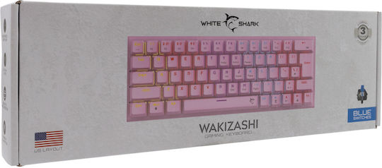 White Shark WAKIZASHI Gaming Μηχανικό Πληκτρολόγιο με Custom Blue διακόπτες και RGB φωτισμό (Αγγλικό US) Pink