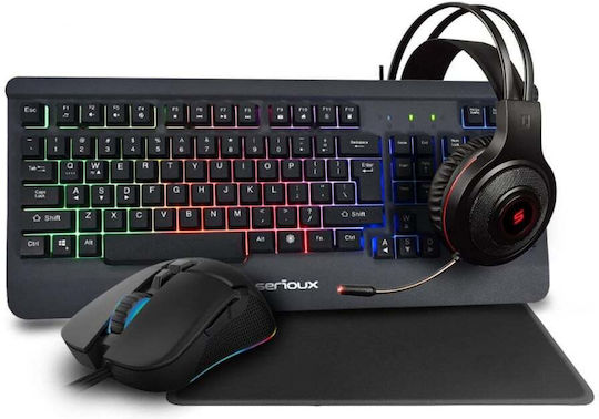 Serioux Kayel 4 σε 1 Σετ Gaming Πληκτρολόγιο με RGB φωτισμό & Ποντίκι (Αγγλικό US)