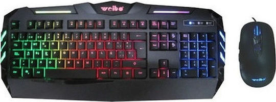 Weibo WB-520 Σετ Gaming Μηχανικό Πληκτρολόγιο με Μεμβράνης διακόπτες και RGB φωτισμό & Ποντίκι (Αγγλικό US)