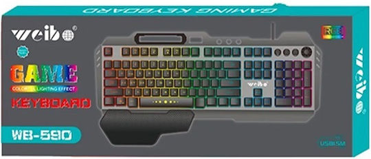 Weibo WB-590 Gaming Πληκτρολόγιο με RGB φωτισμό (Αγγλικό US) Γκρι