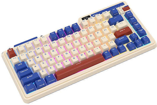 Royal Kludge K75 pro Fără fir Gaming Tastatură Mecanică 75% cu Custom Blue comutatoare și iluminare RGB (Engleză US) Gri