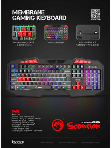 Marvo Scorpion K602 Gaming Tastatur mit RGB-Beleuchtung (Englisch US)
