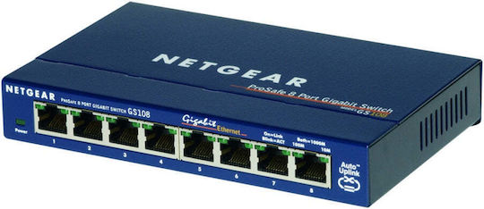 NetGear GS108GE Unmanaged L2 Switch with 8 Gigabit (1Gbps) Ethernet Ports