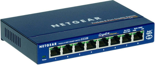 NetGear GS108GE Unmanaged L2 Switch with 8 Gigabit (1Gbps) Ethernet Ports