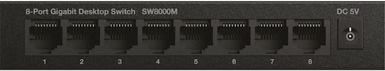 Strong Metal Desktop SW8000M Unmanaged L2 Switch with 8 Gigabit (1Gbps) Ethernet Ports